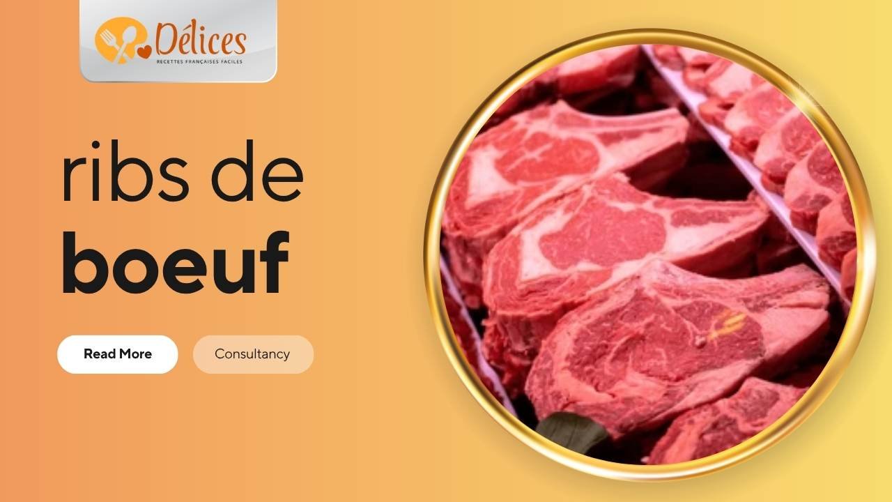 Image promotionnelle : Gros plan sur plusieurs morceaux de ribs de bœuf (côtes de bœuf) crus et frais, avec l'os visible.